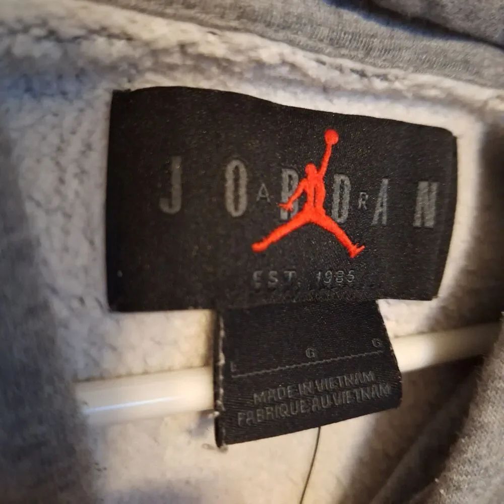 Jordan Hoodie Mens L Gray Flight Air Essentials Fleece Pullover Jumpman